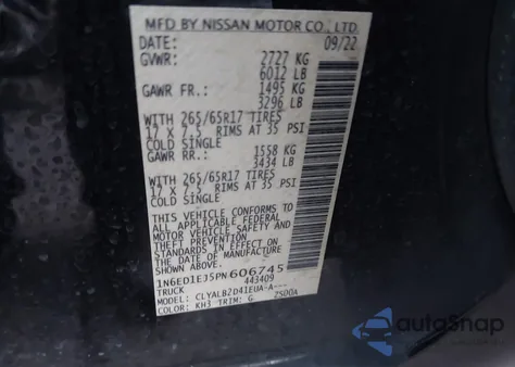 2023 Nissan Frontier Sv 4X2 из США, поврежденный, VIN 1N6ED1EJ5PN606745